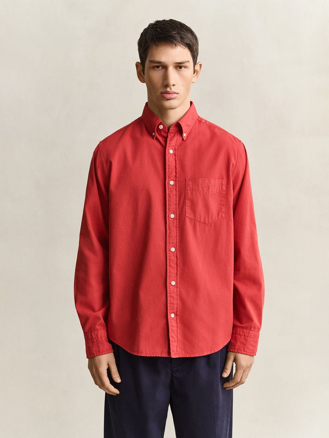 Gant Men Red Solid Regular Fit Pure Cotton Shirt