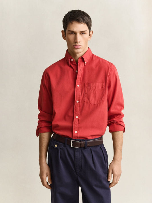 Gant Men Red Solid Regular Fit Pure Cotton Shirt
