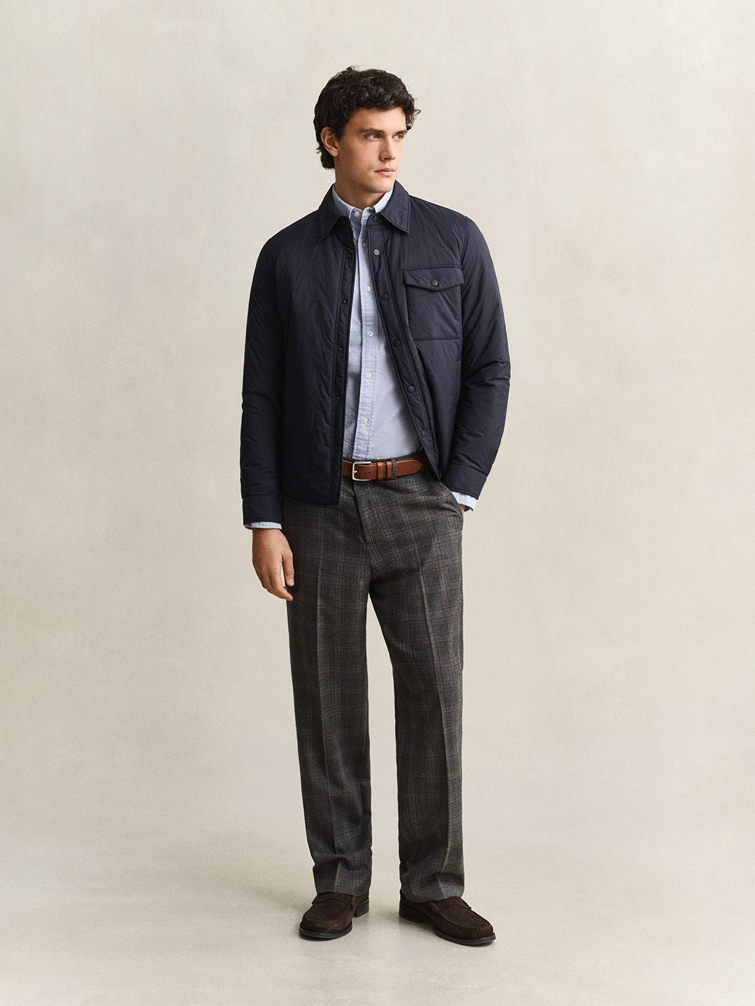 Gant Men Navy Blue Quilted Regular Fit Shirt