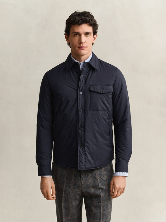 Gant Men Navy Blue Quilted Regular Fit Shirt