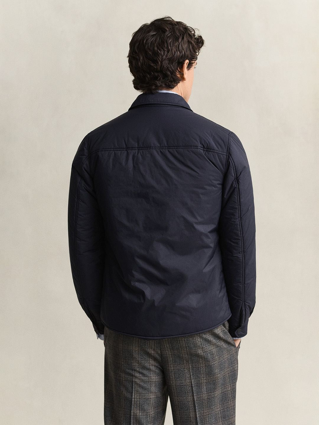 Gant Men Navy Blue Quilted Regular Fit Shirt