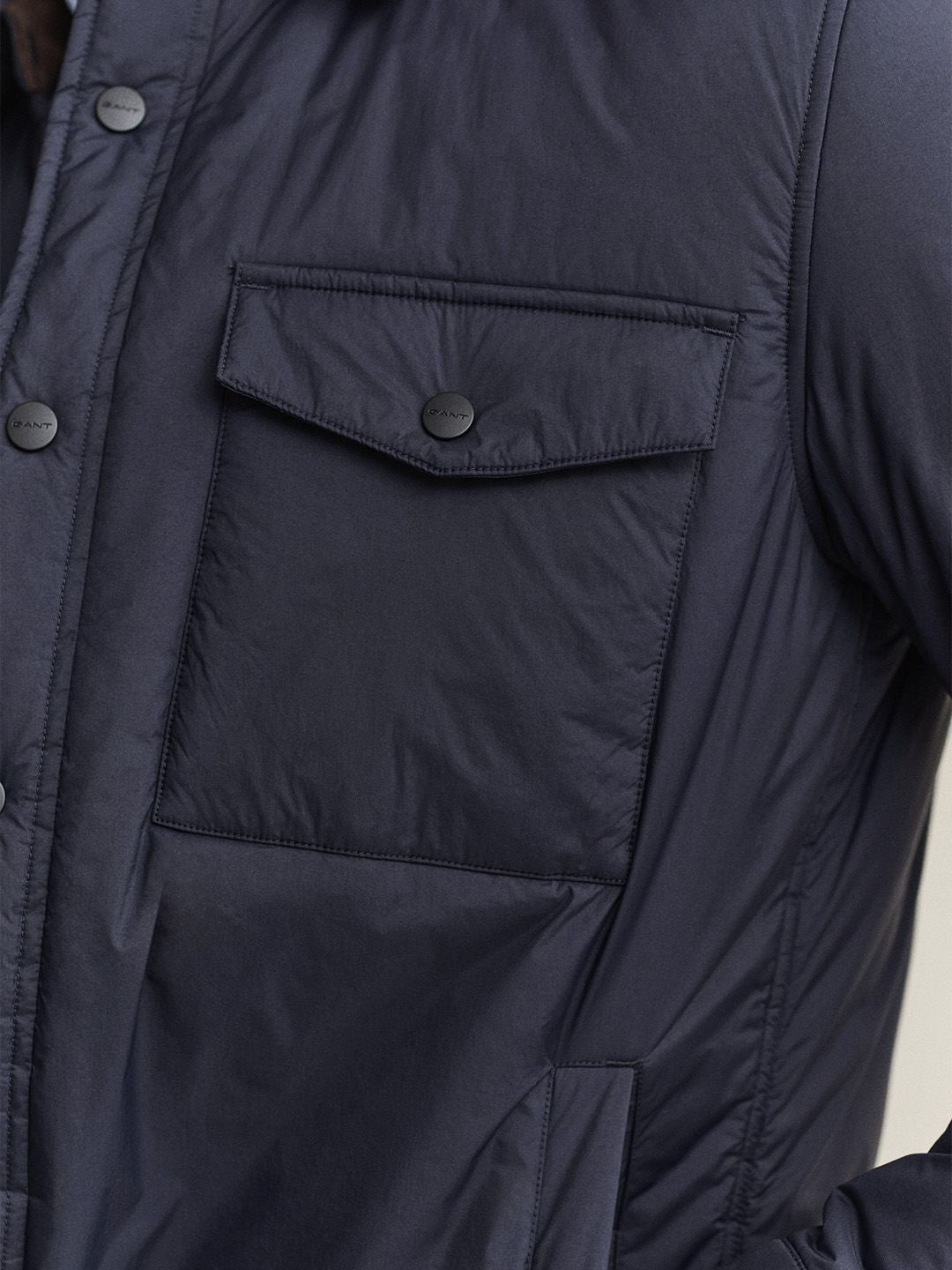 Gant Men Navy Blue Quilted Regular Fit Shirt