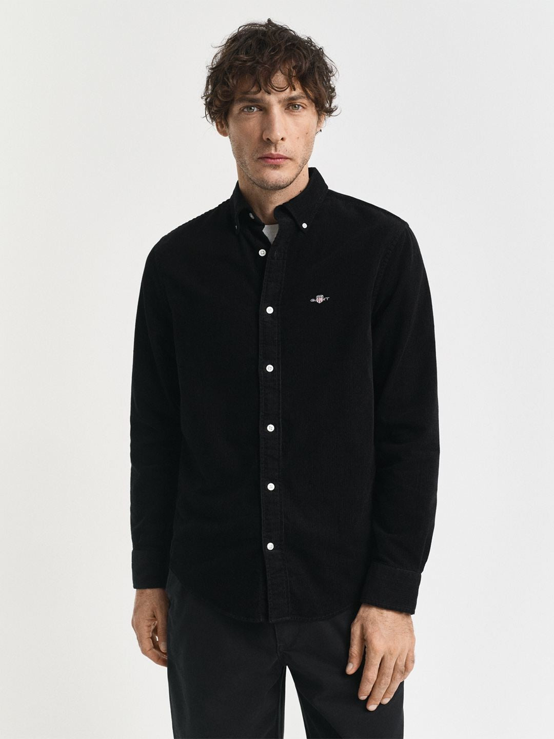 Gant Men Black Solid Regular Fit Corduroy Shirt