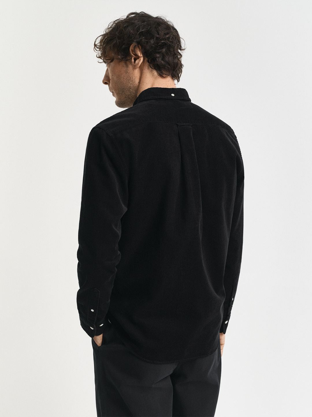 Gant Men Black Solid Regular Fit Corduroy Shirt