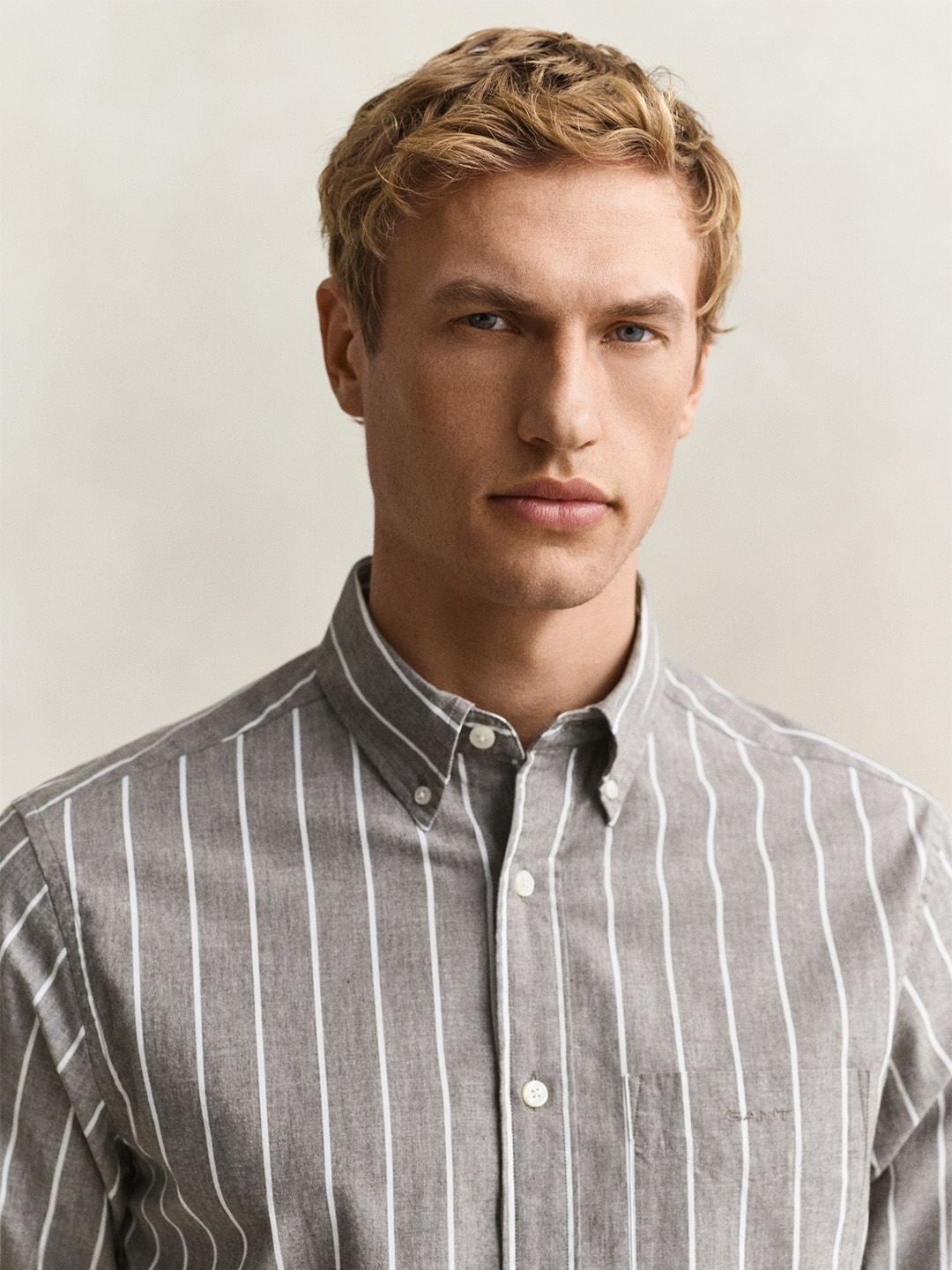 Gant Men Brown Striped Regular Fit Poplin Shirt