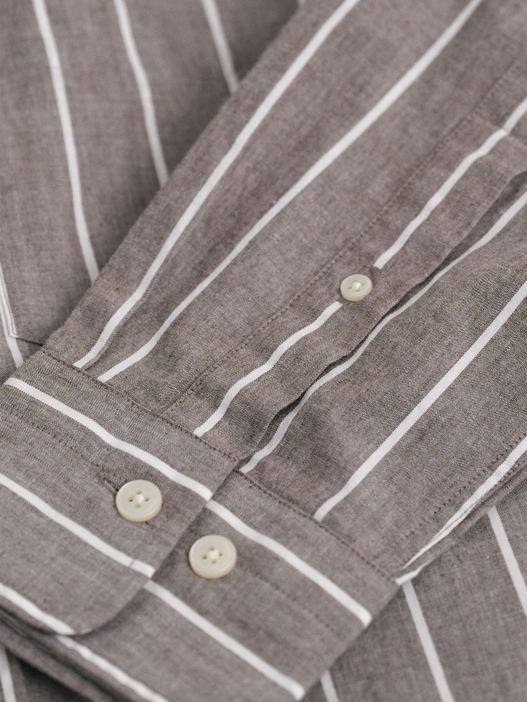 Gant Men Brown Striped Regular Fit Poplin Shirt