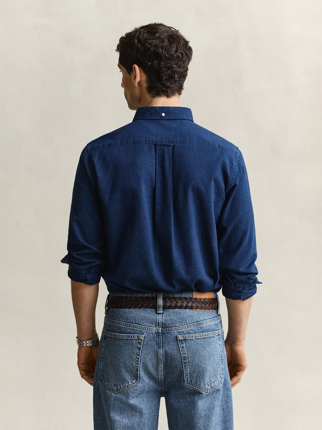 Gant Men Navy Blue Solid Regular Fit Pure Cotton Shirt