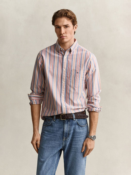 Gant Men Multicolour Striped Regular Fit Classic Oxford Shirt
