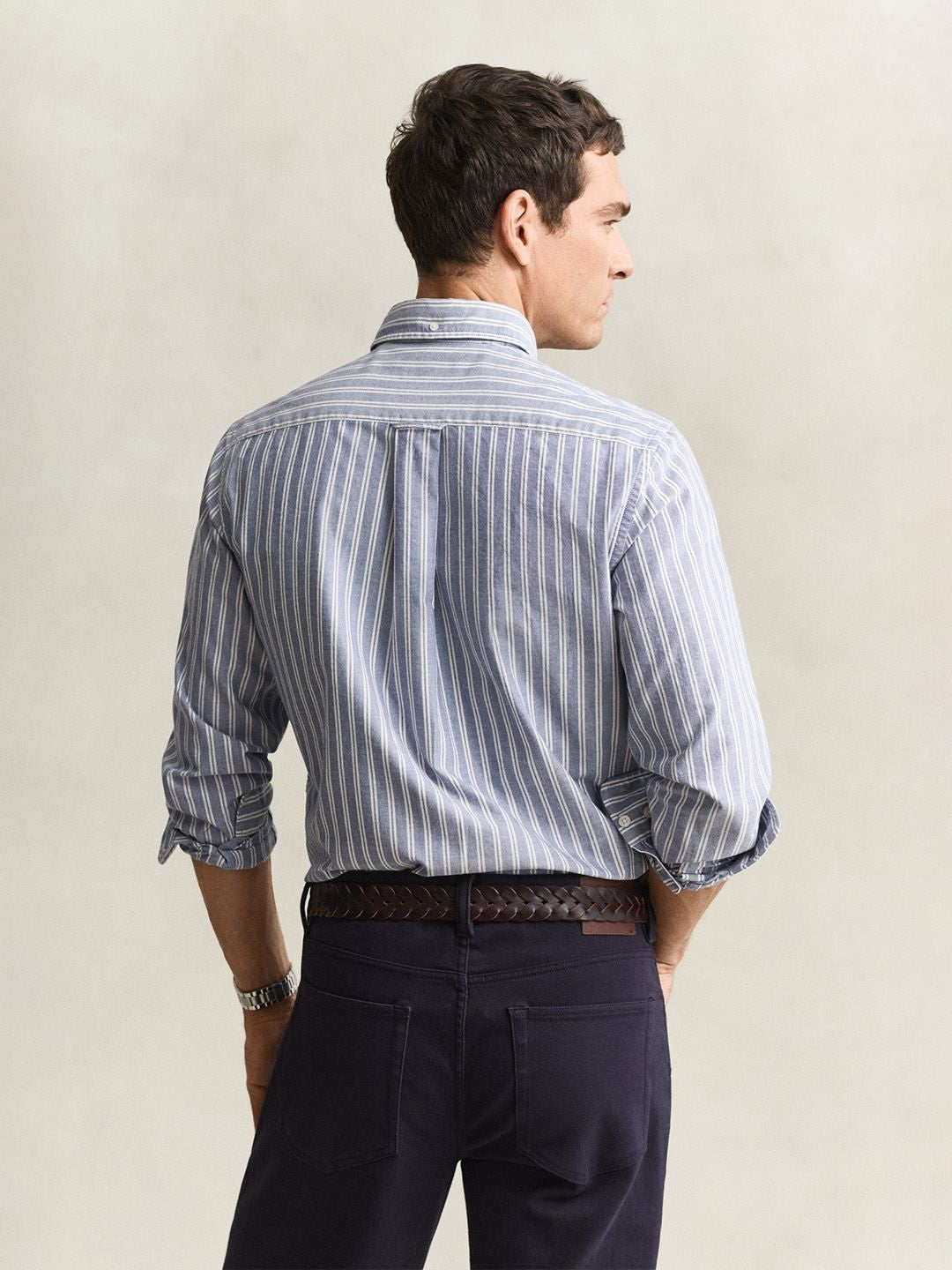 Gant Men Light Blue Striped Regular Fit Classic Oxford Shirt