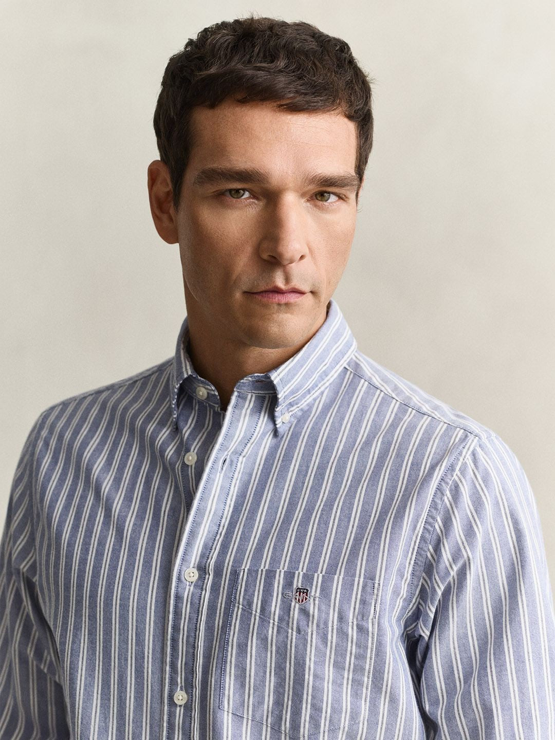 Gant Men Light Blue Striped Regular Fit Classic Oxford Shirt