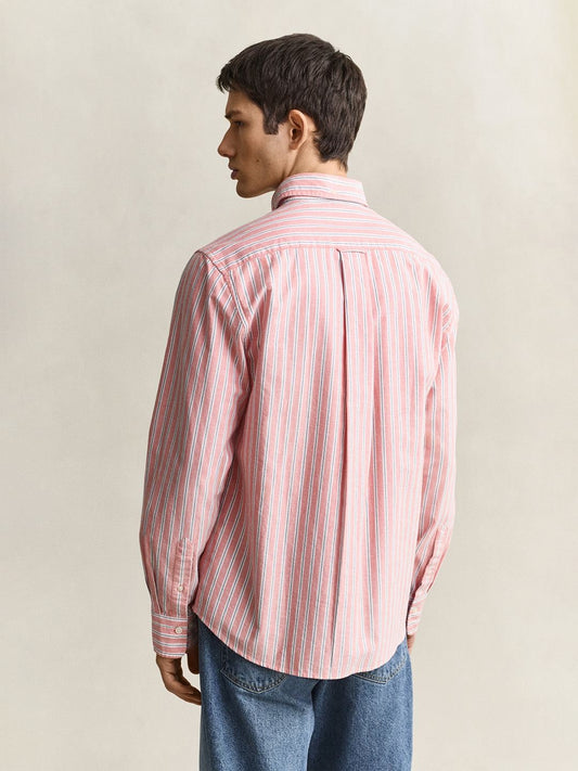 Gant Men Red Striped Regular Fit Classic Oxford Shirt