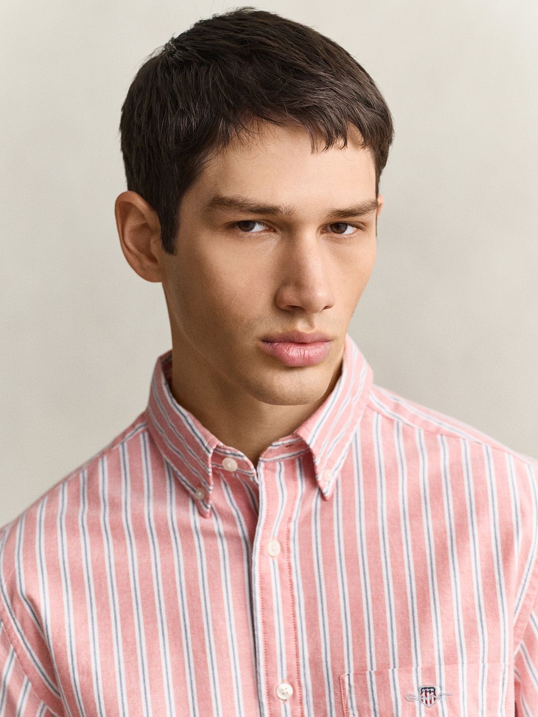 Gant Men Red Striped Regular Fit Classic Oxford Shirt