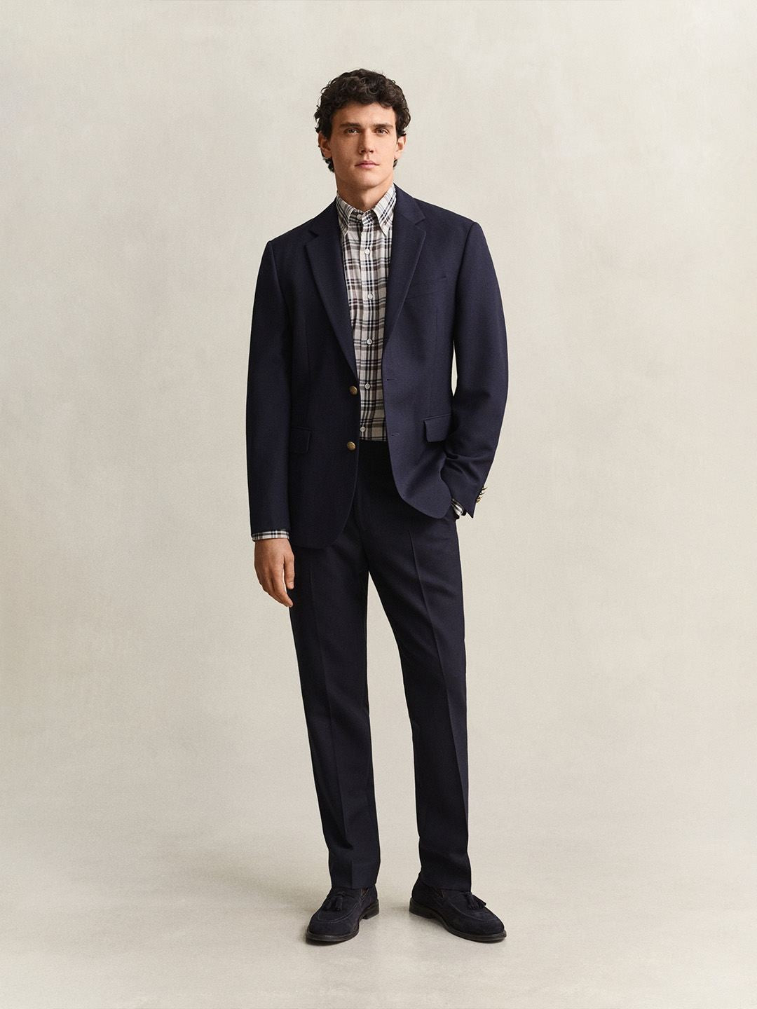 Gant Men Off White Checked Regular Fit Shirt