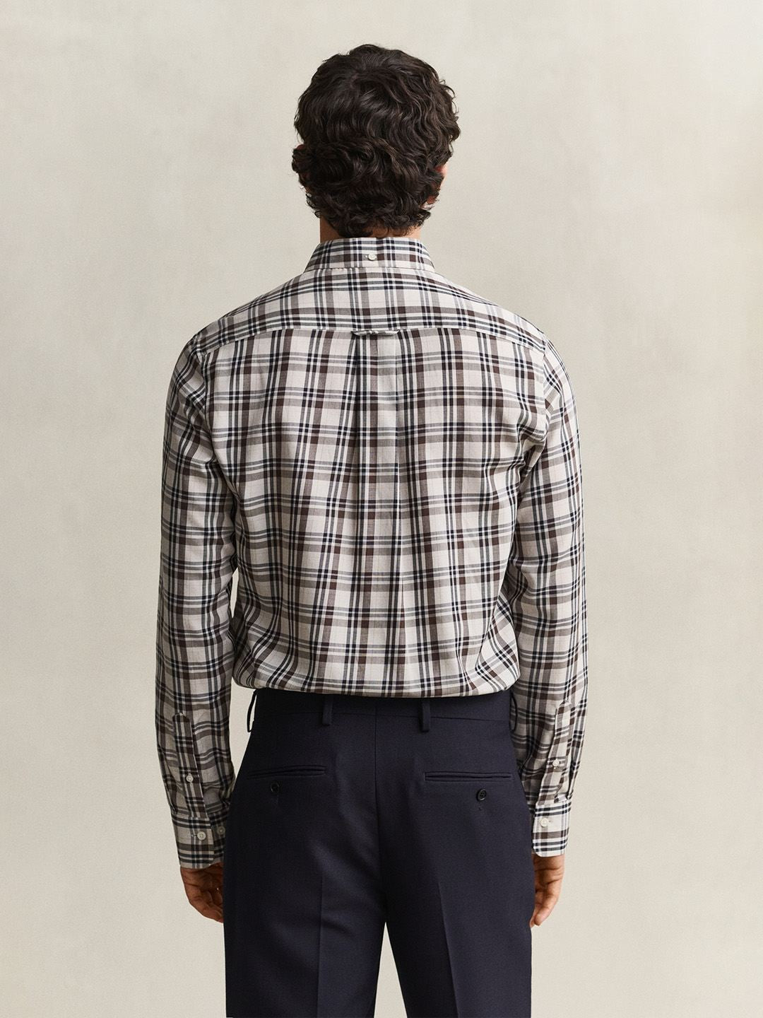 Gant Men Off White Checked Regular Fit Shirt