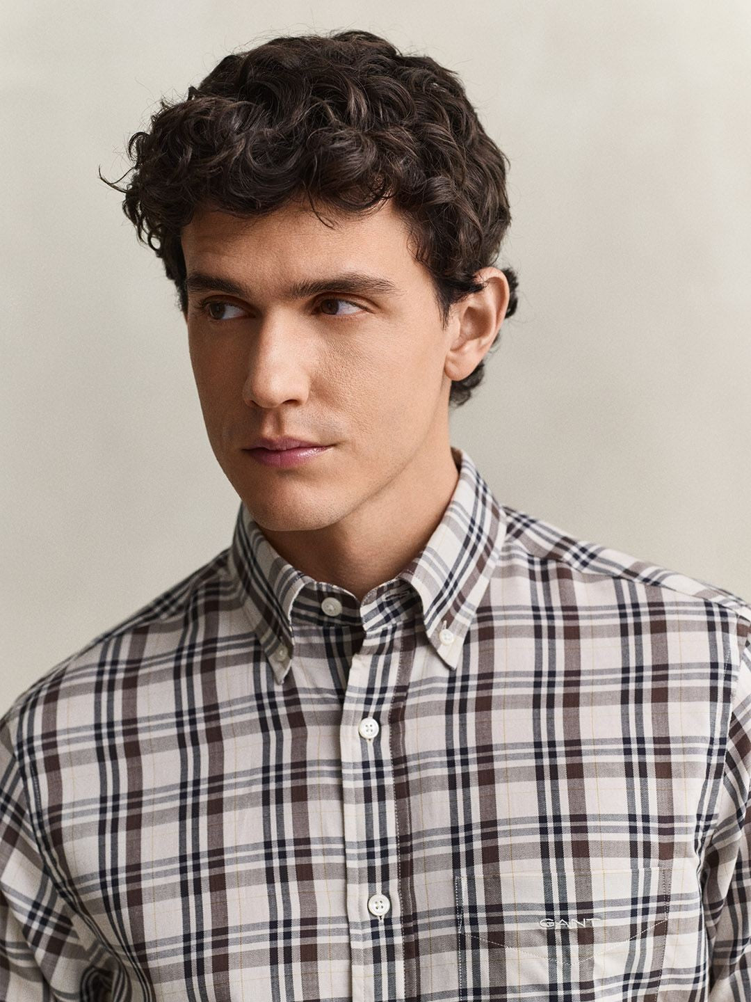 Gant Men Off White Checked Regular Fit Shirt