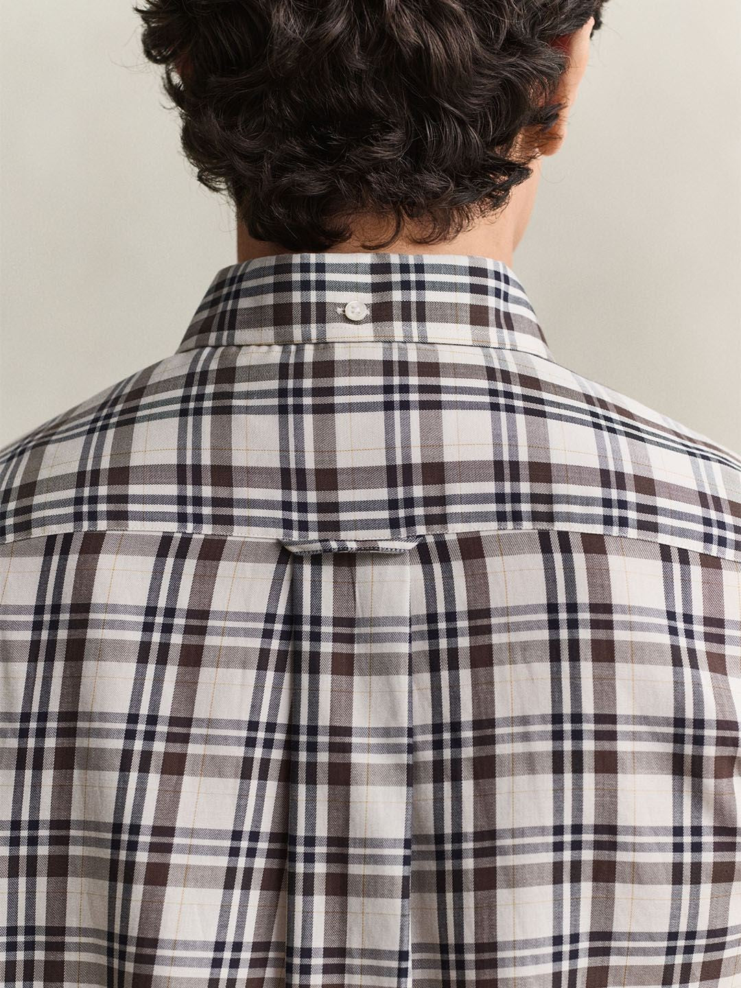 Gant Men Off White Checked Regular Fit Shirt