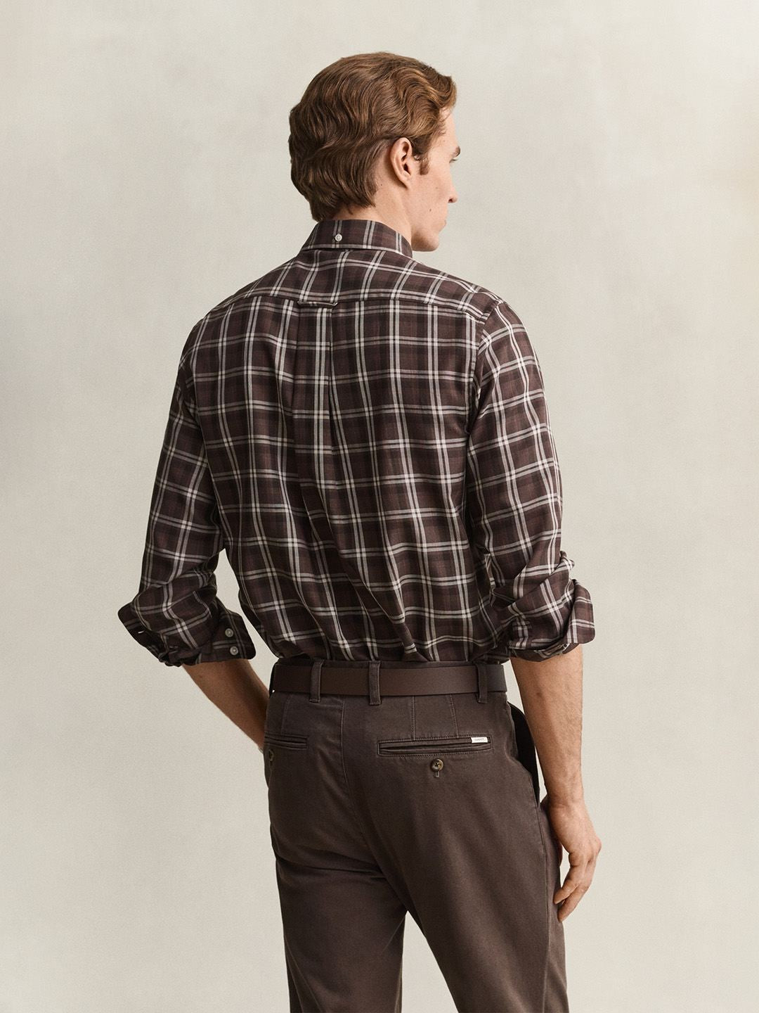 Gant Men Brown Checked Regular Fit Shirt