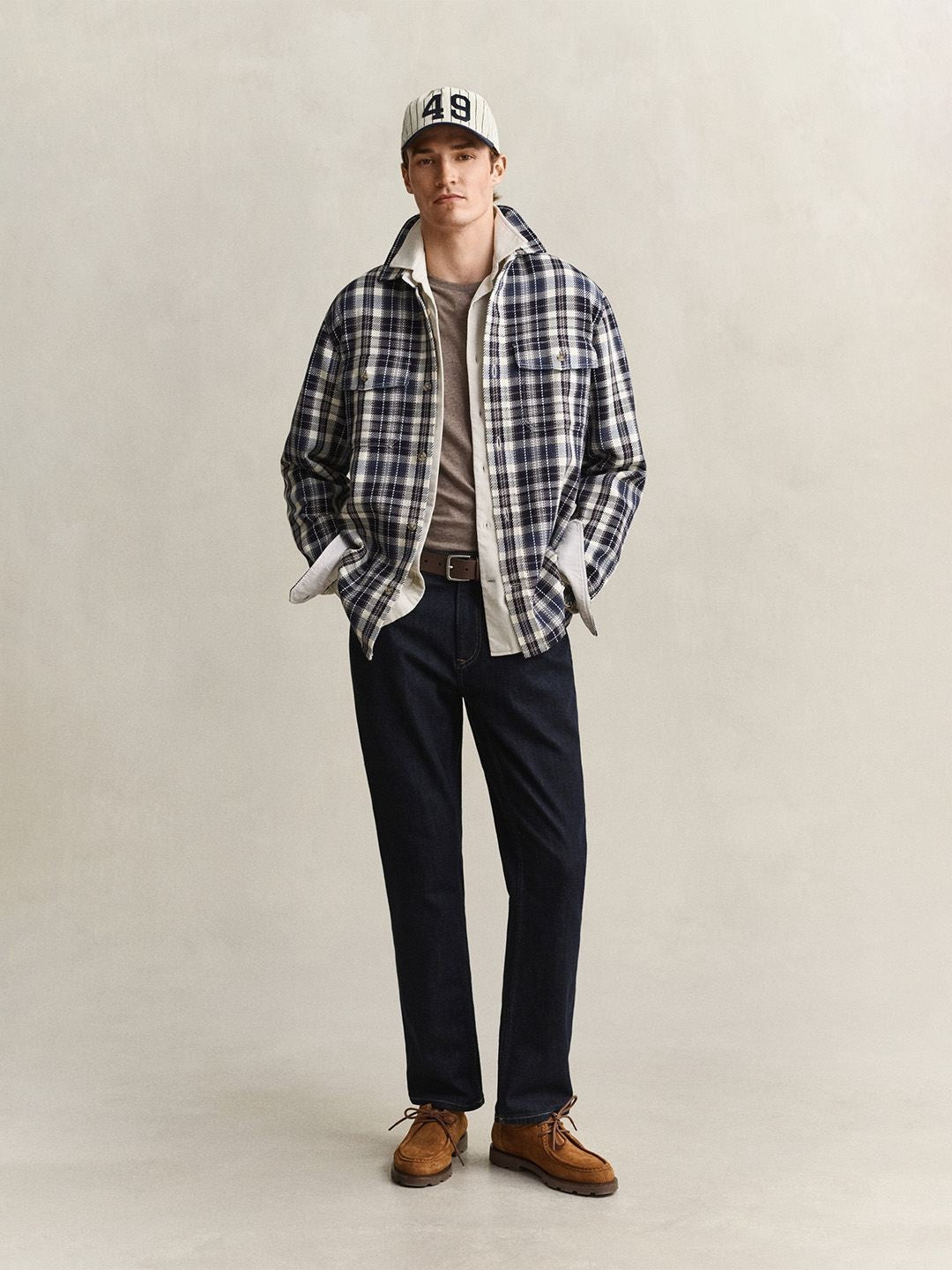 Gant Men Navy Blue Checked Regular Fit Pure Cotton Shirt
