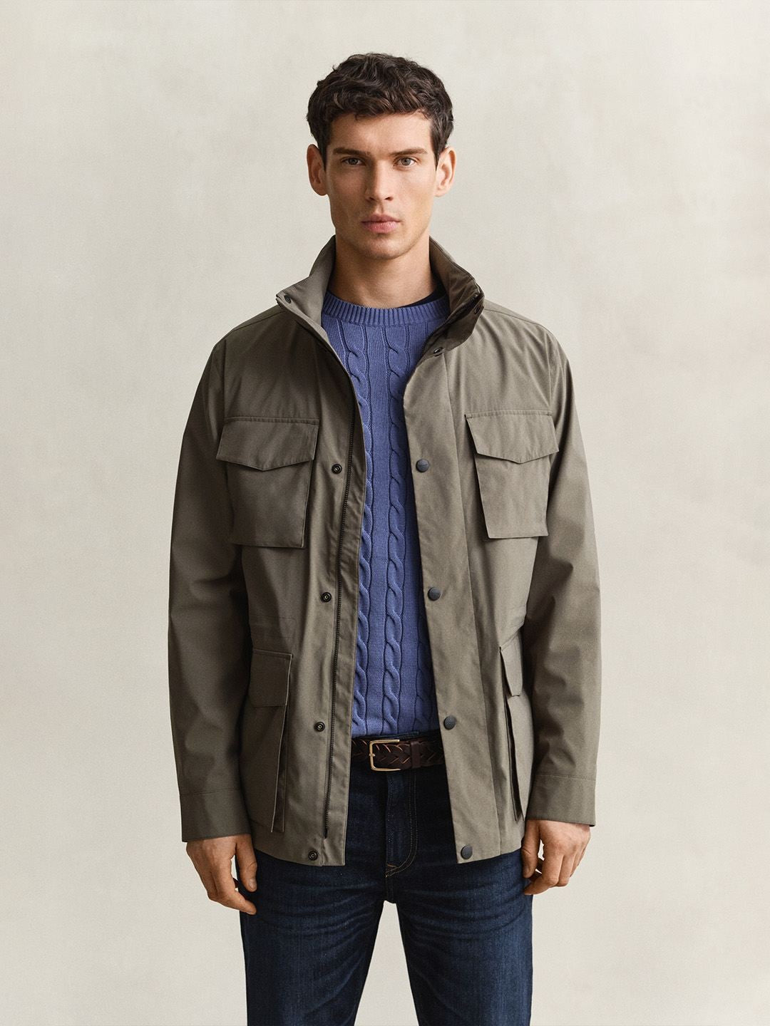 Gant Men Olive Solid Regular Fit Jacket