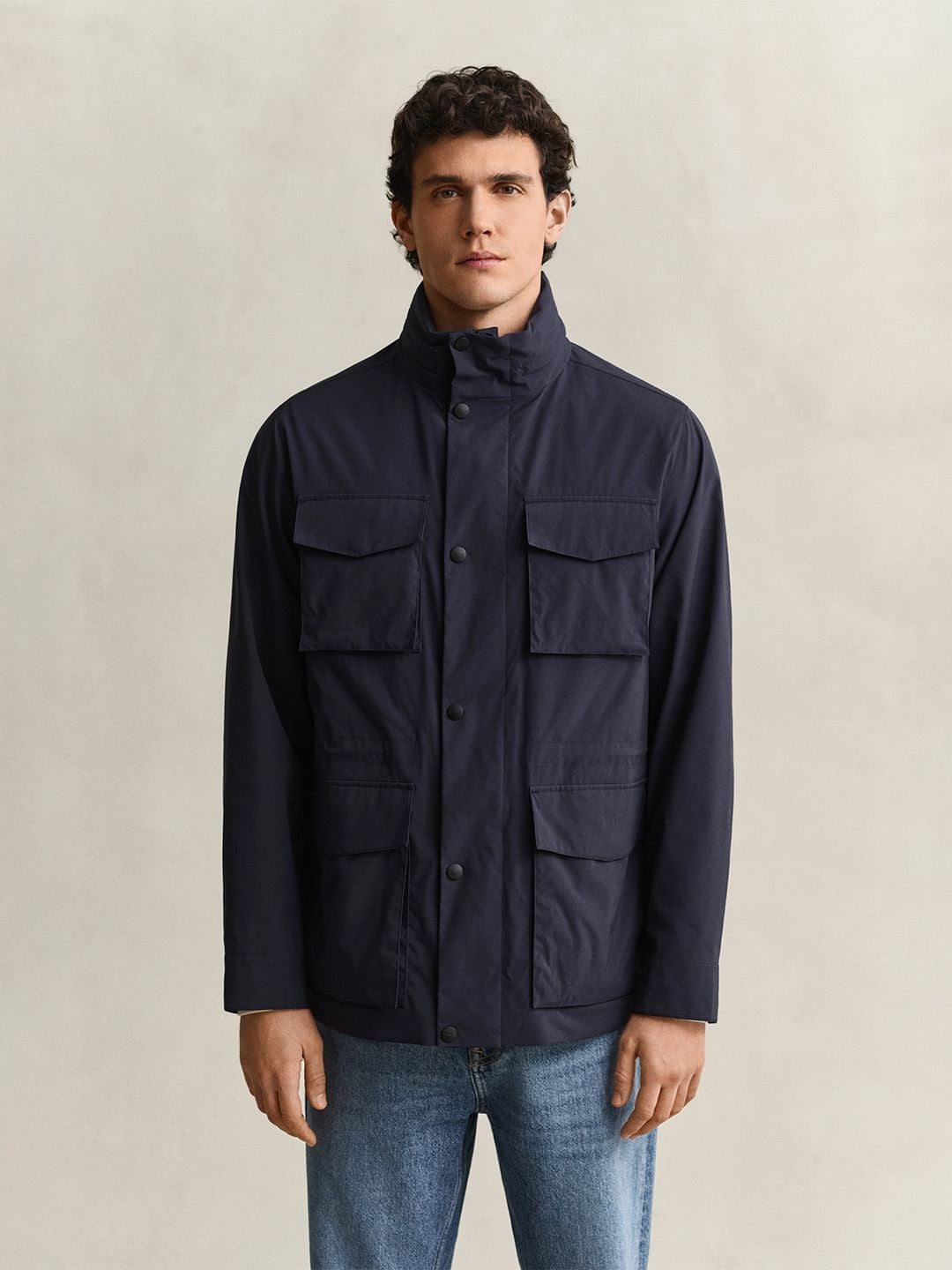 Gant Men Navy Blue Solid Regular Fit Jacket