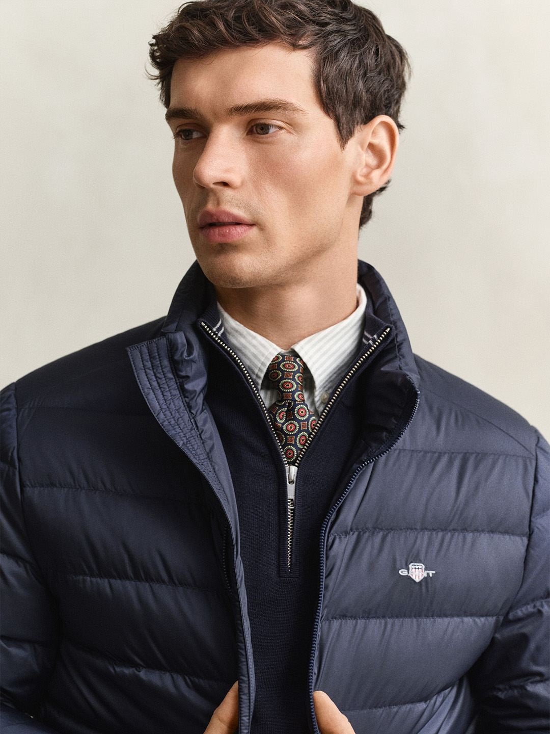 Gant Men Navy Blue Quilted Regular Fit Puffer Jacket