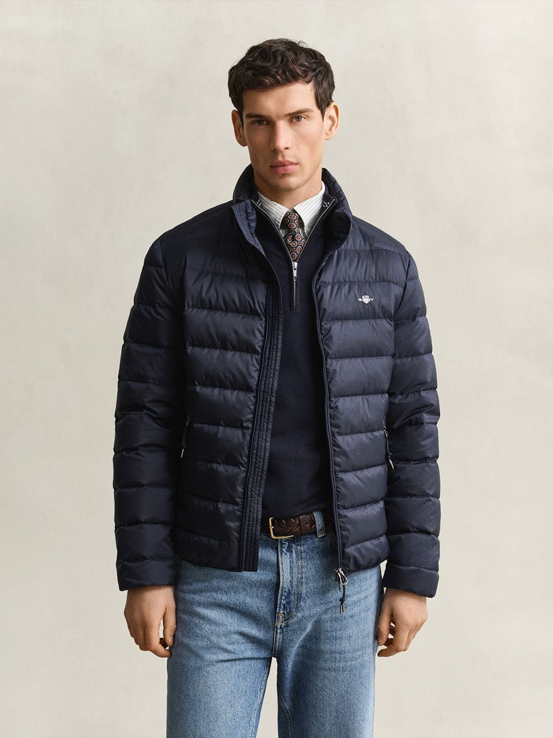 Gant Men Navy Blue Quilted Regular Fit Puffer Jacket