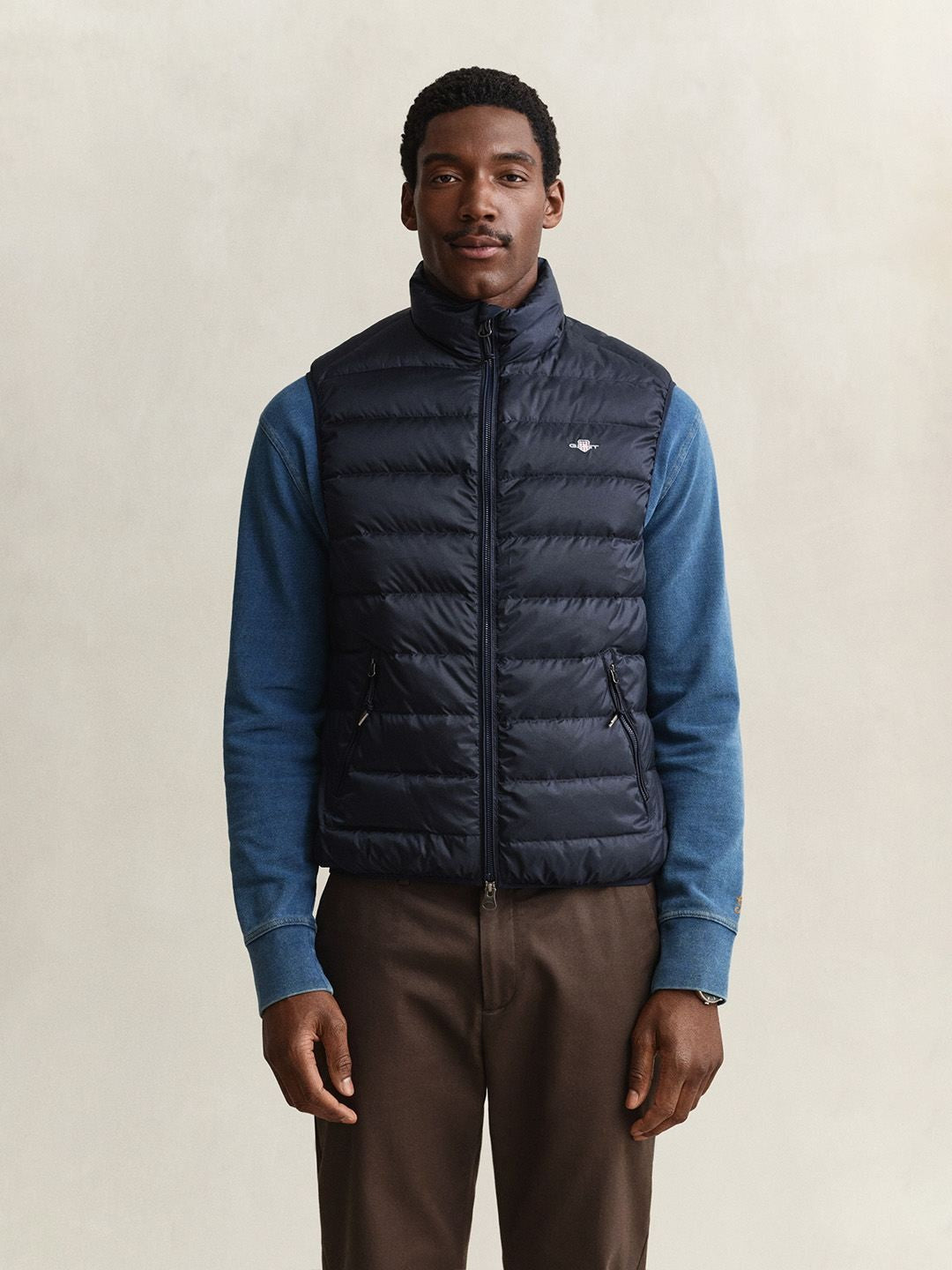 Gant Men Navy Blue Quilted Regular Fit Puffer Jacket