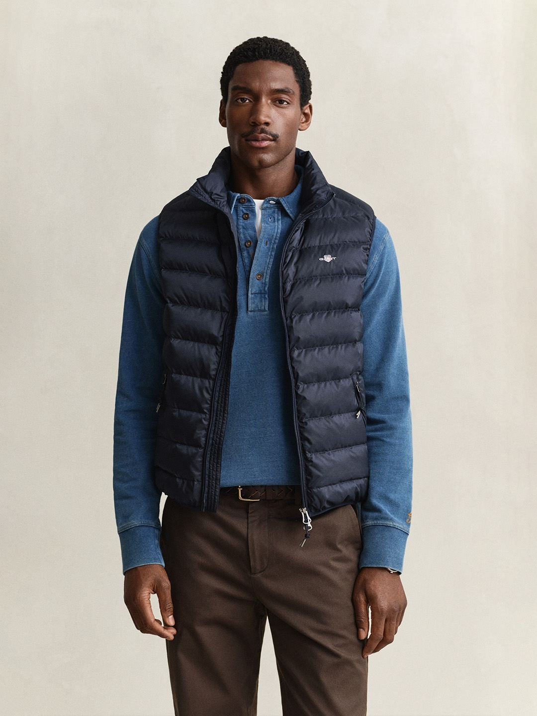 Gant Men Navy Blue Quilted Regular Fit Puffer Jacket