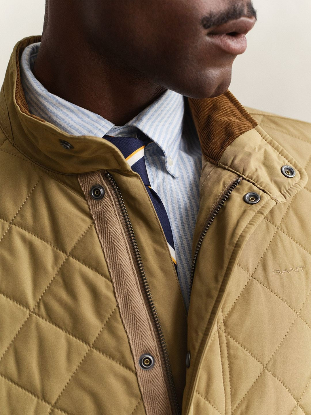 Gant Men Khaki Quilted Regular Fit Classic Quilted Jacket