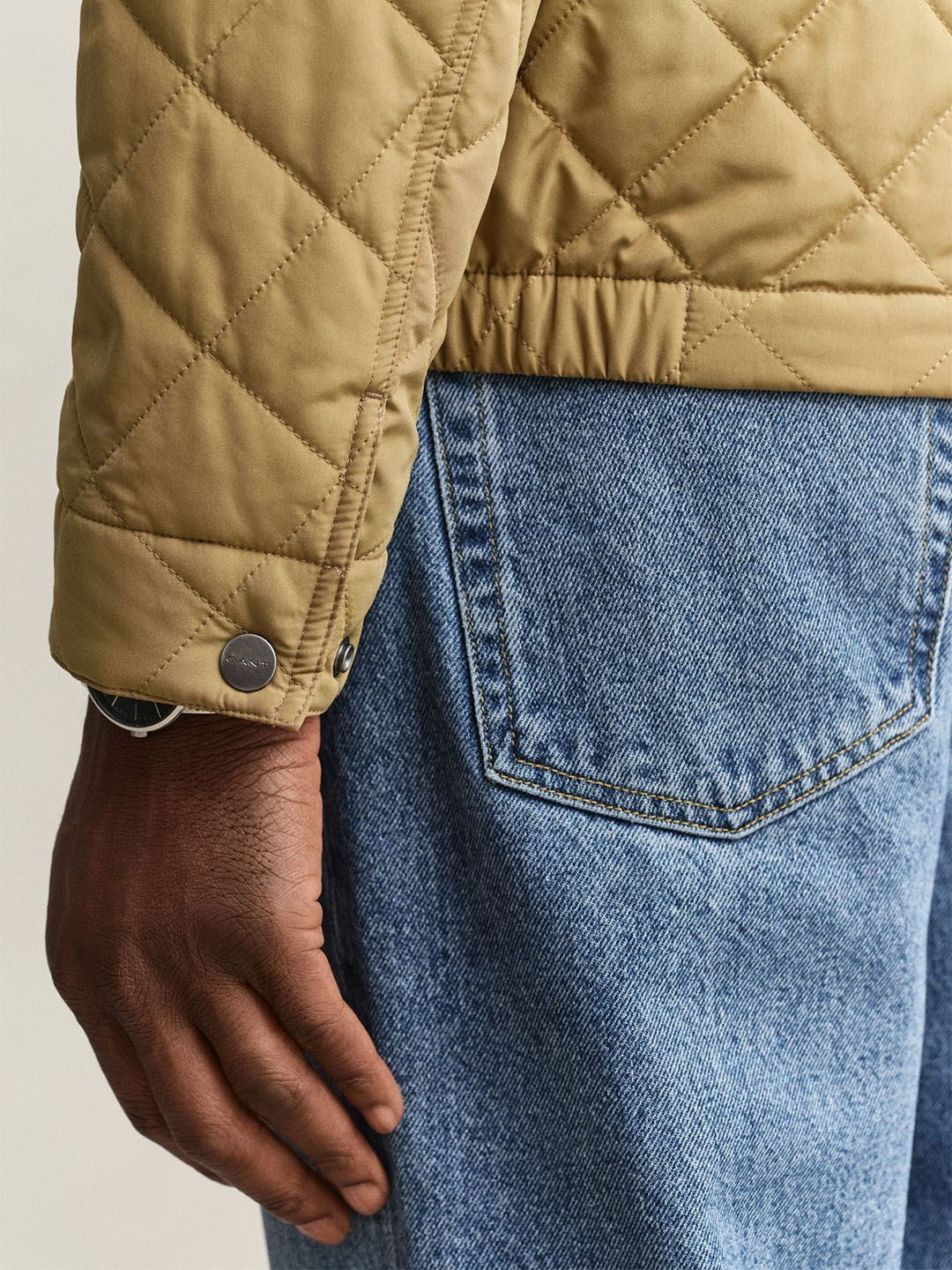 Gant Men Khaki Quilted Regular Fit Classic Quilted Jacket
