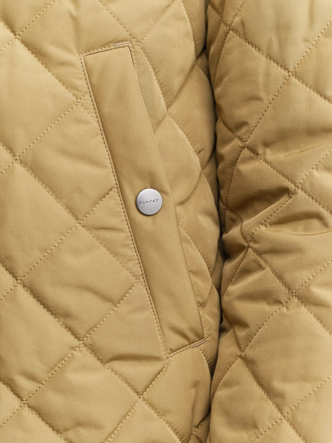 Gant Men Khaki Quilted Regular Fit Classic Quilted Jacket