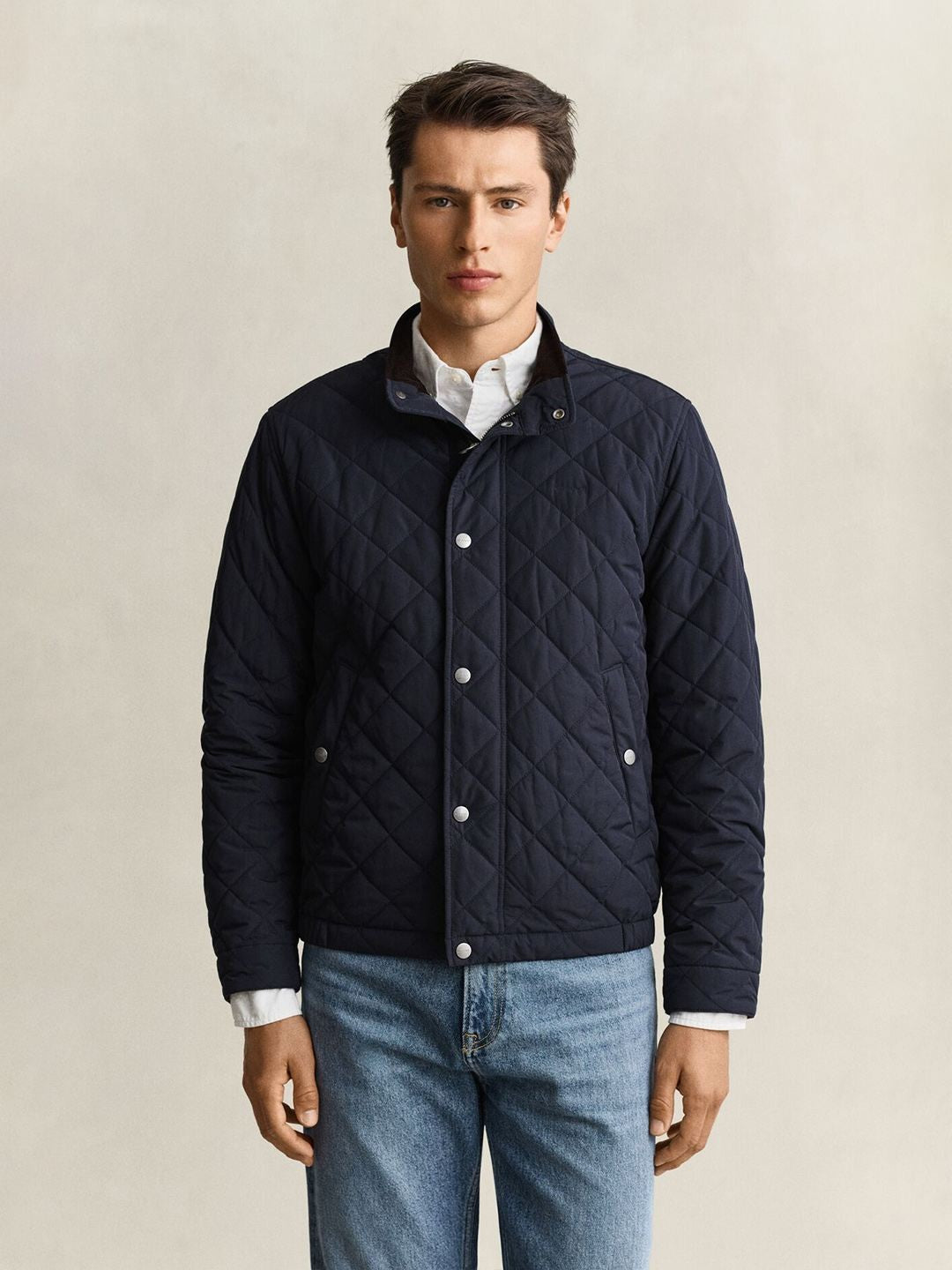 Gant Men Navy Blue Regular Fit Classic Quilted Jacket