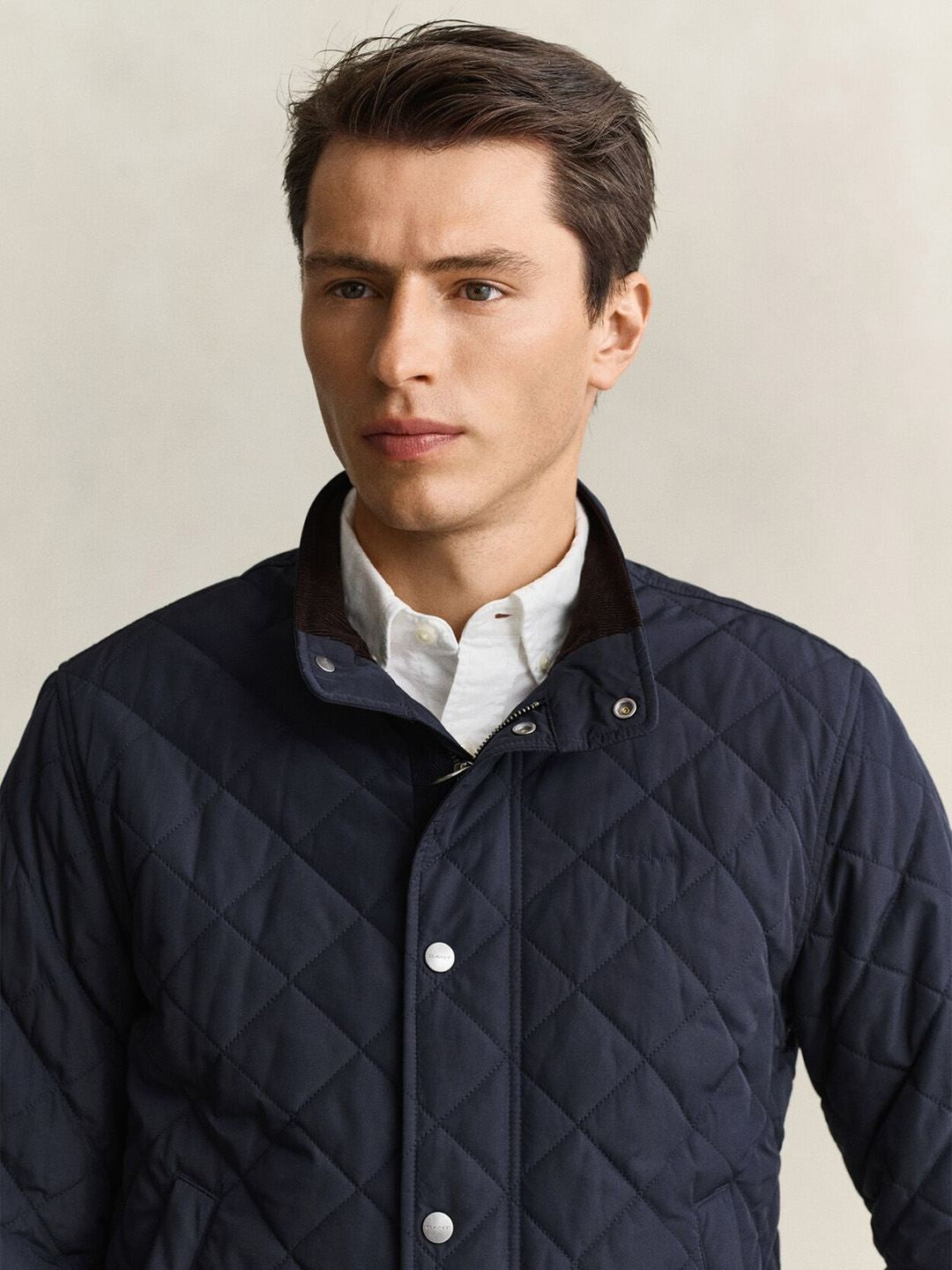 Gant Men Navy Blue Regular Fit Classic Quilted Jacket