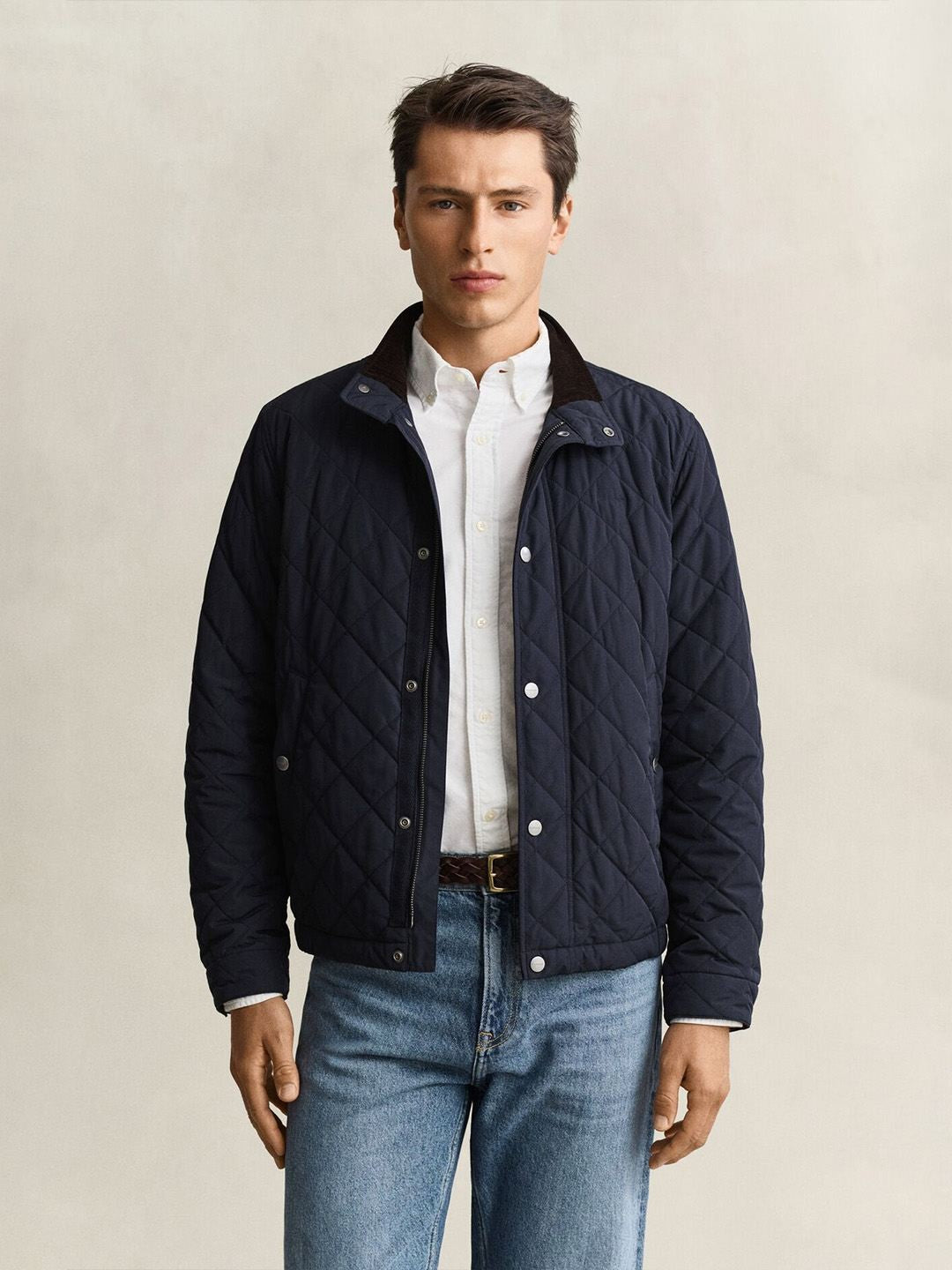Gant Men Navy Blue Regular Fit Classic Quilted Jacket
