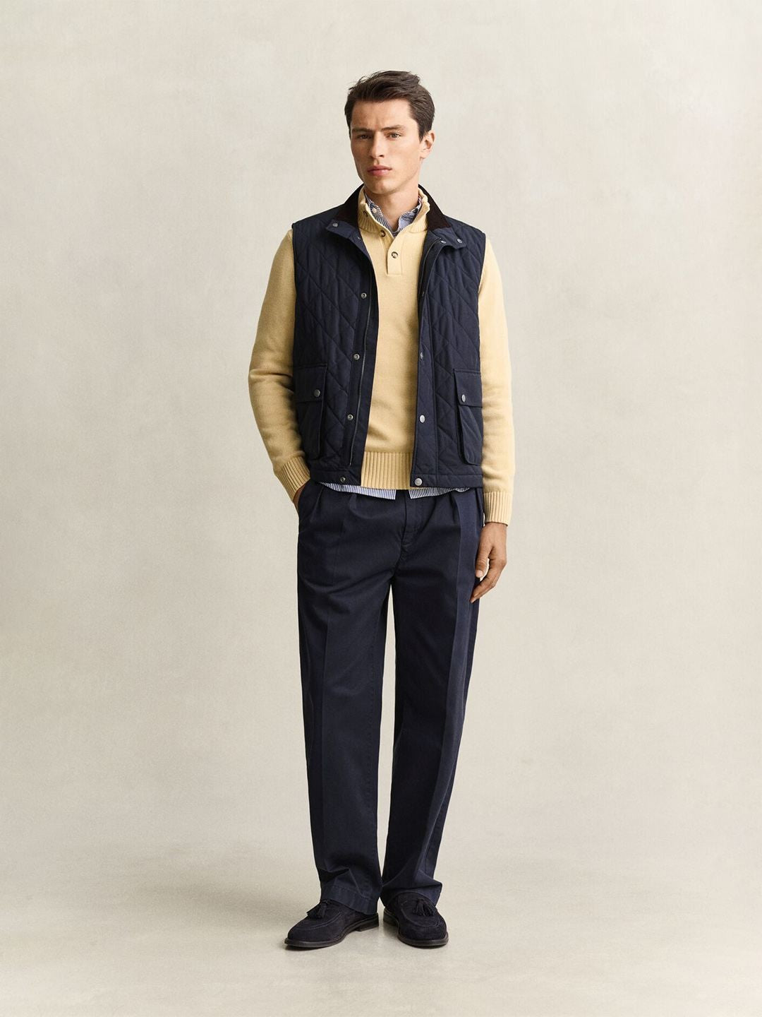 Gant Men Navy Blue Regular Fit Classic Quilted Jacket