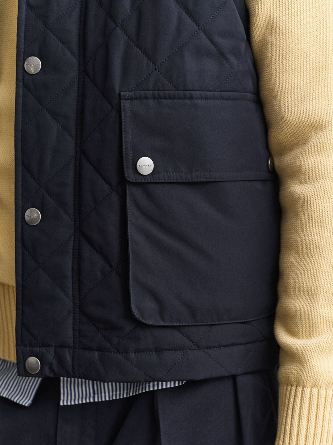Gant Men Navy Blue Regular Fit Classic Quilted Jacket