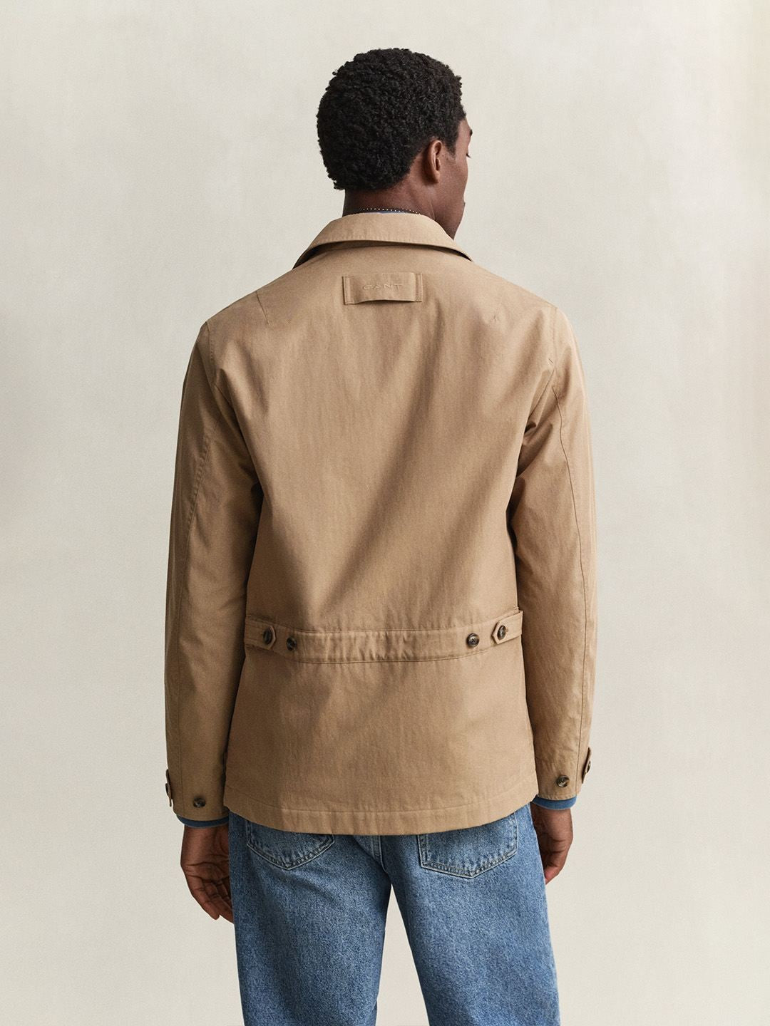 Gant Men Beige Solid Regular Fit Cotton Blend Barn Jacket