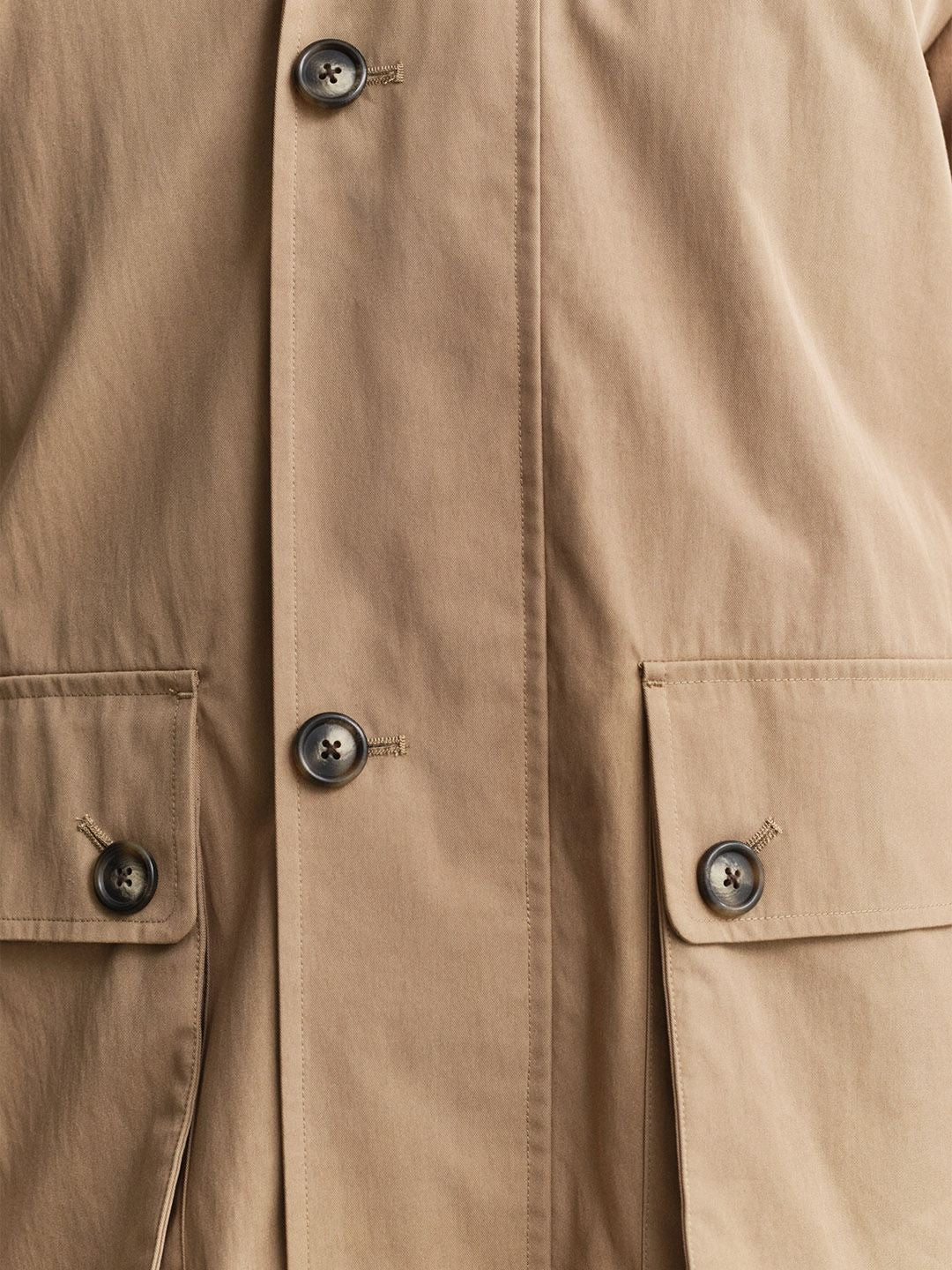 Gant Men Beige Solid Regular Fit Cotton Blend Barn Jacket
