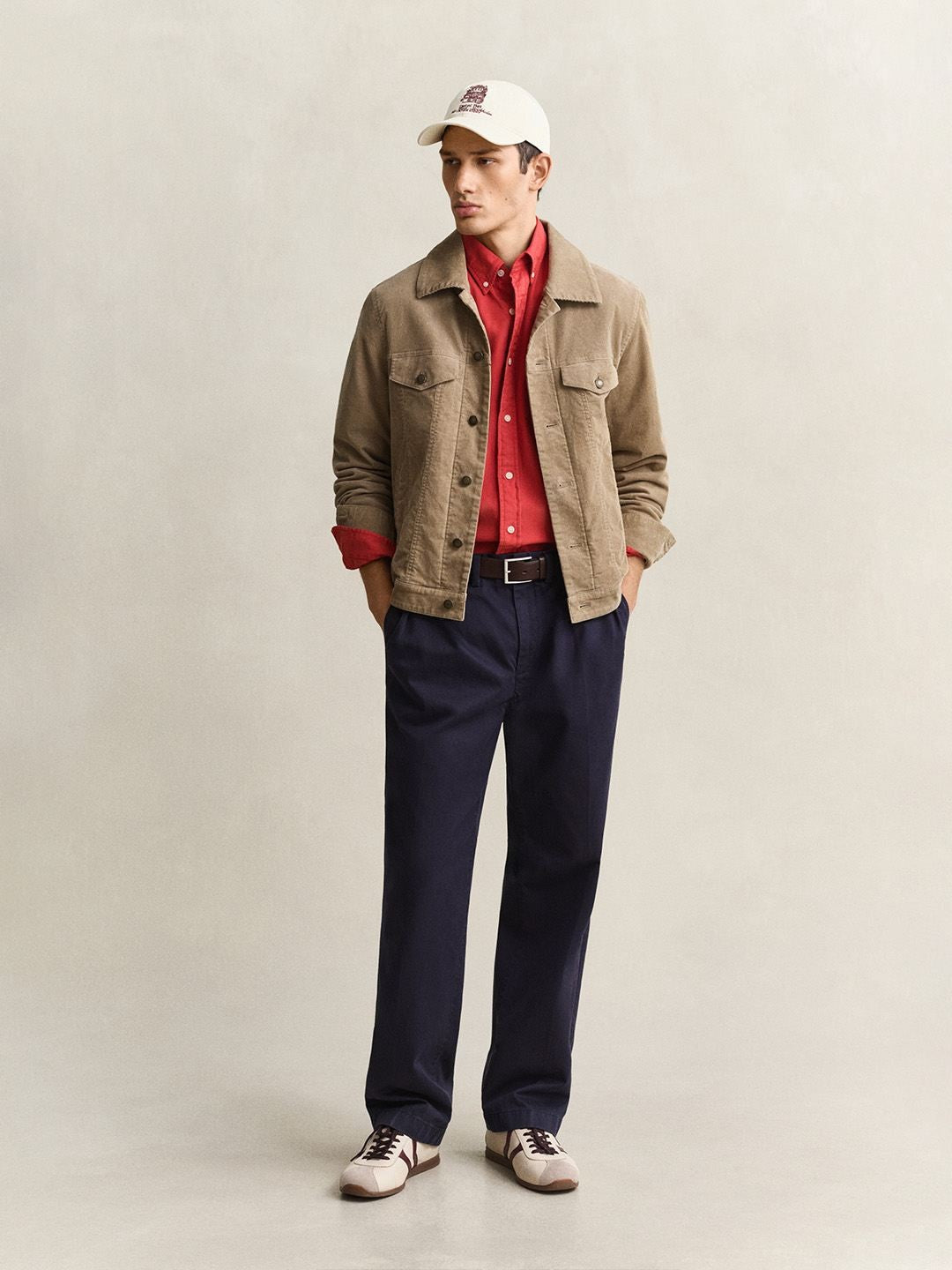 Gant Men Beige Solid Regular Fit Corduroy Corduroy Jacket