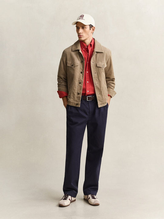 Gant Men Beige Solid Regular Fit Corduroy Corduroy Jacket