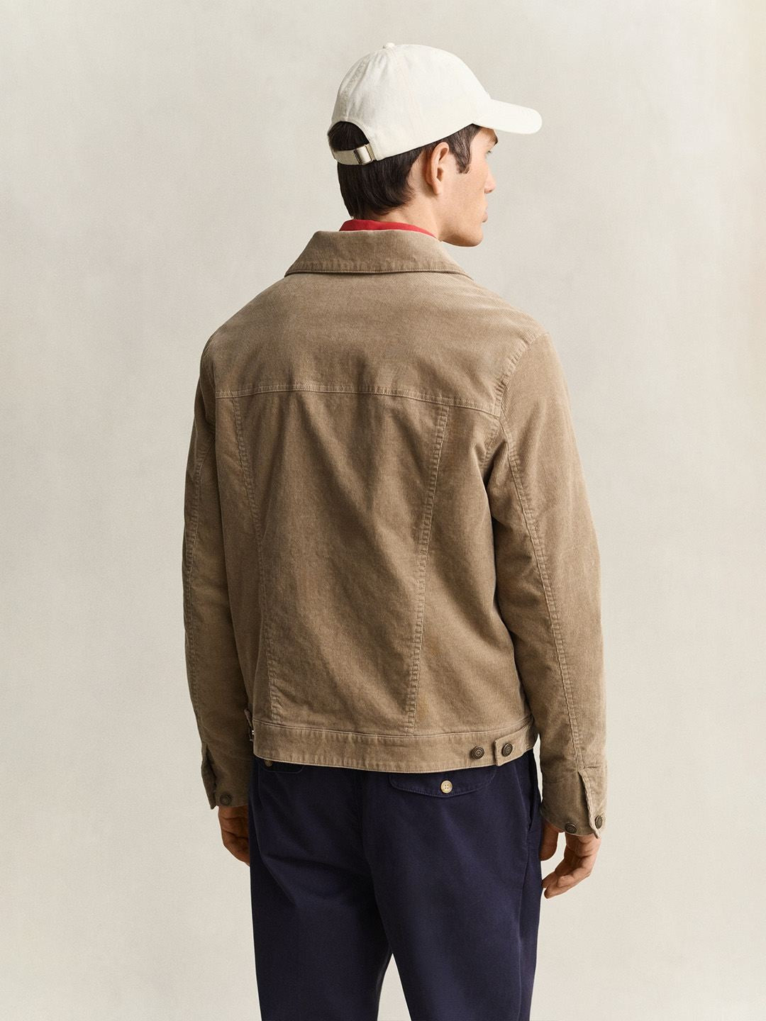 Gant Men Beige Solid Regular Fit Corduroy Corduroy Jacket