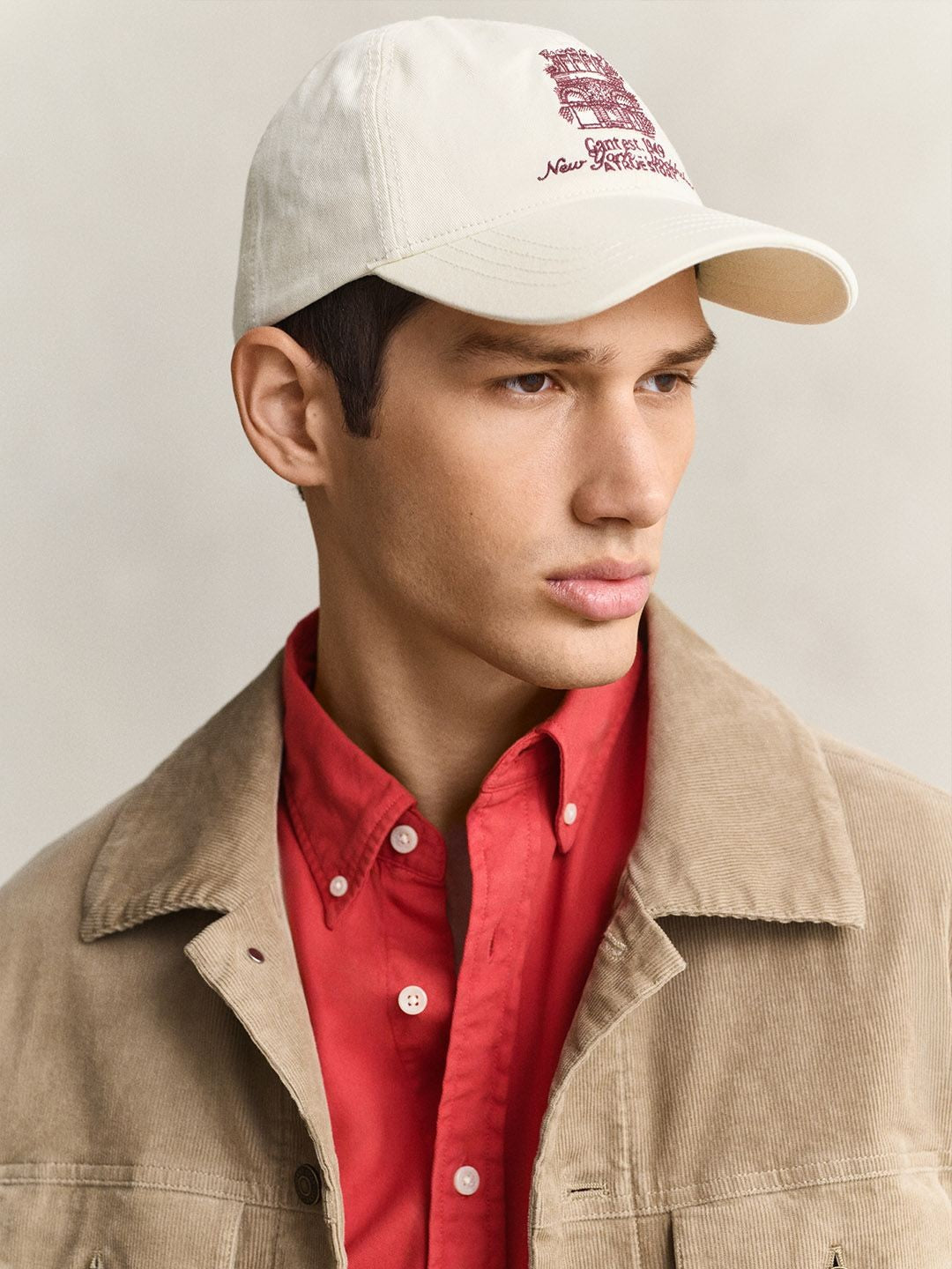 Gant Men Beige Solid Regular Fit Corduroy Corduroy Jacket