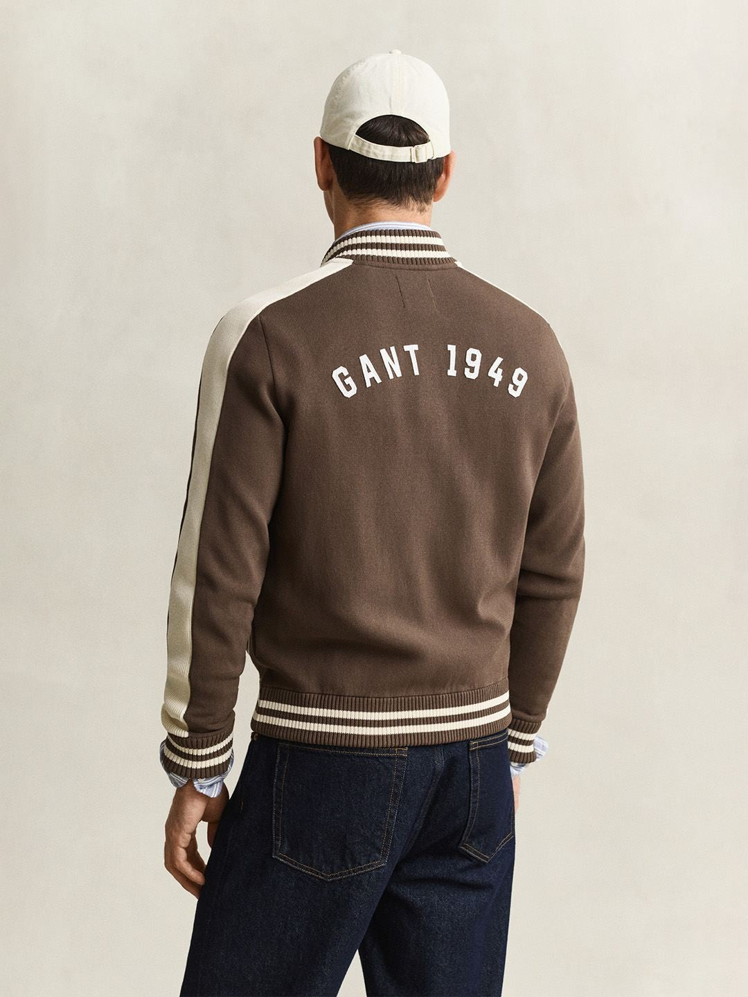 Gant Men Dark Brown Solid Regular Fit Varsity Jacket
