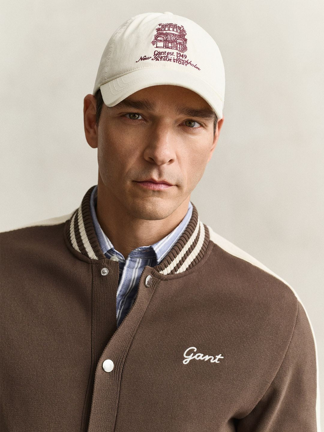Gant Men Dark Brown Solid Regular Fit Varsity Jacket
