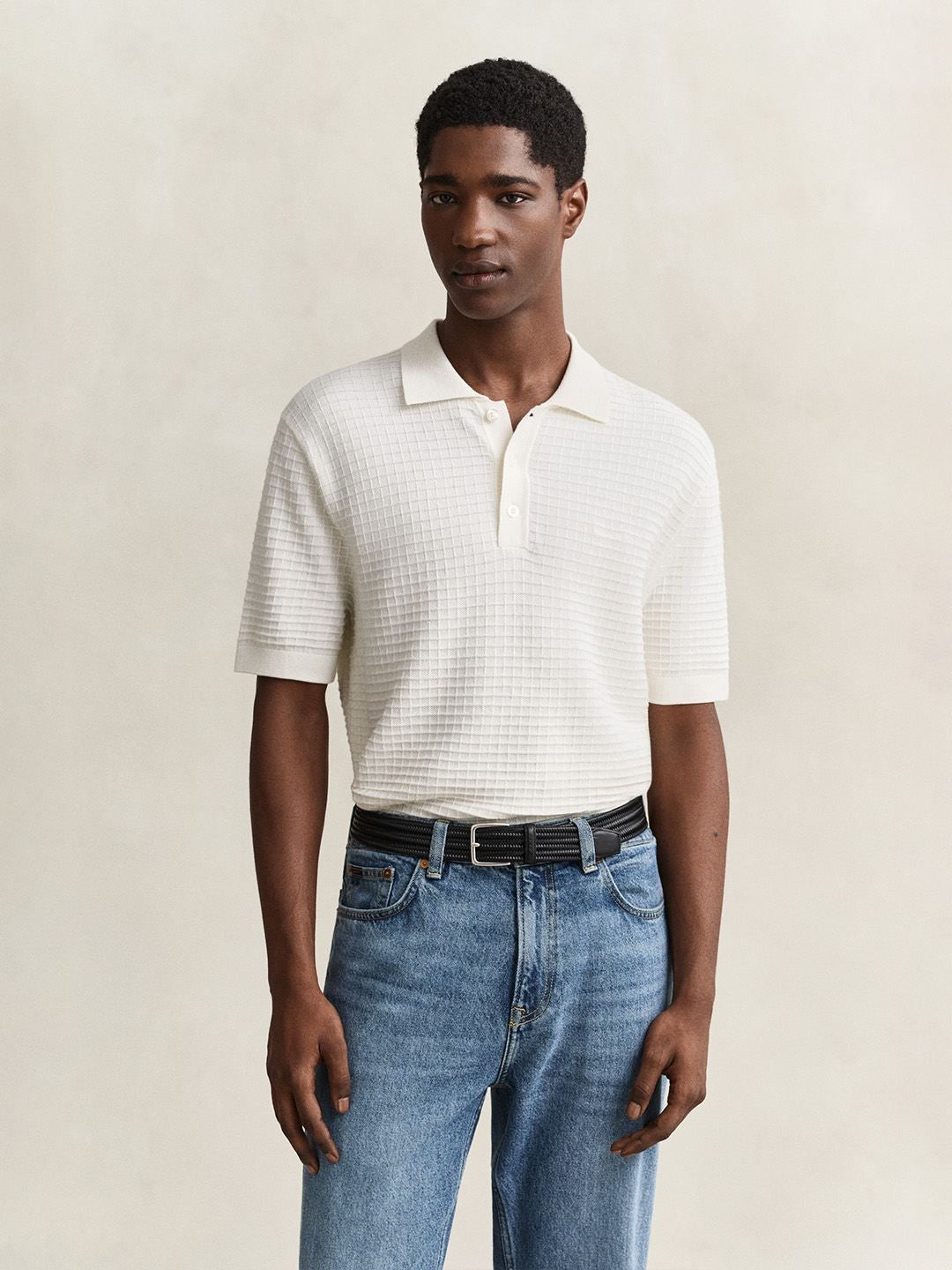 Gant Men White Solid Regular Fit Pure Cotton Polo Sweater