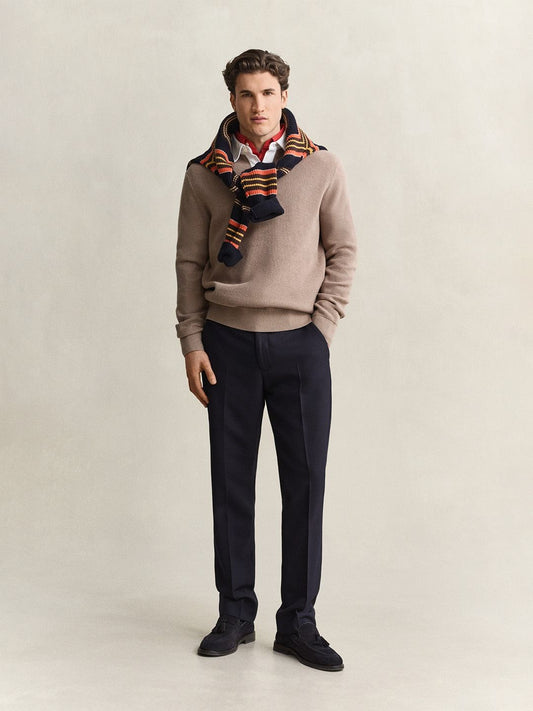 Gant Men Beige Solid Regular Fit Sweater