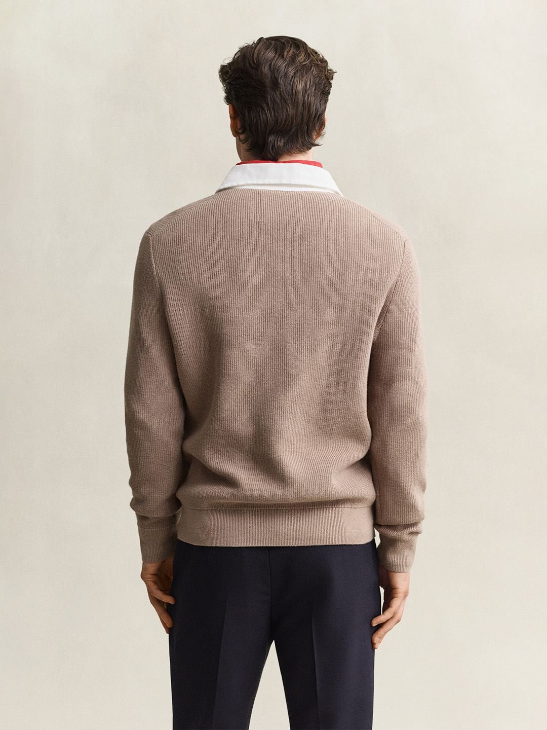 Gant Men Beige Solid Regular Fit Sweater