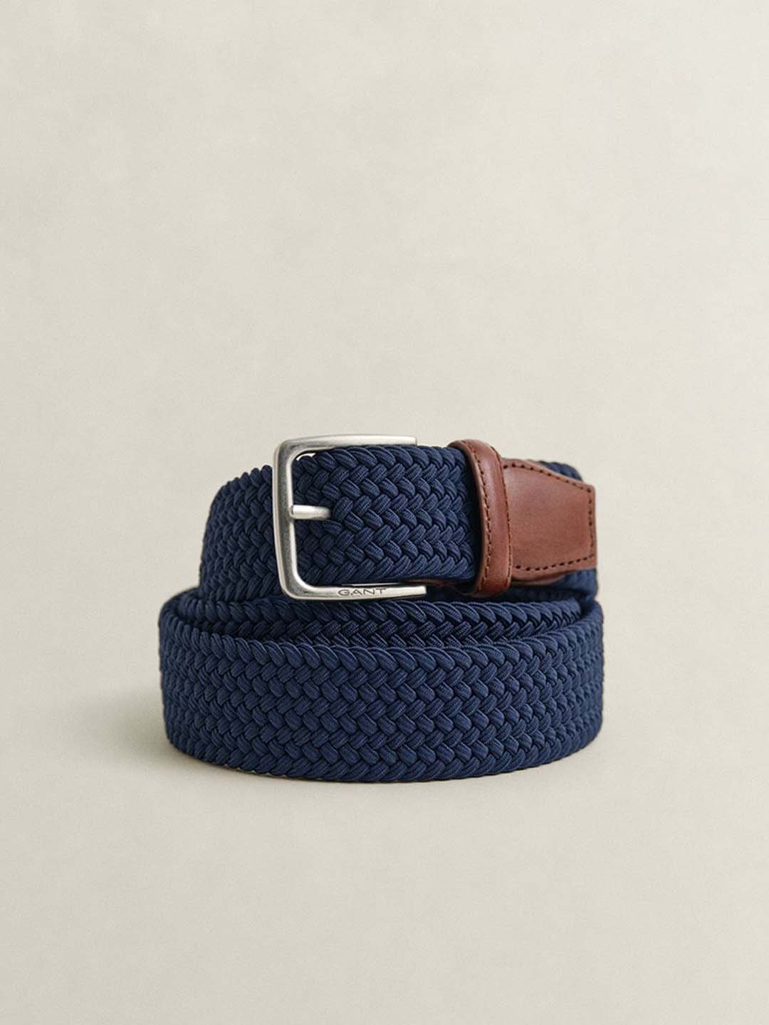 Gant Men Navy Blue Braided Elastic Belt
