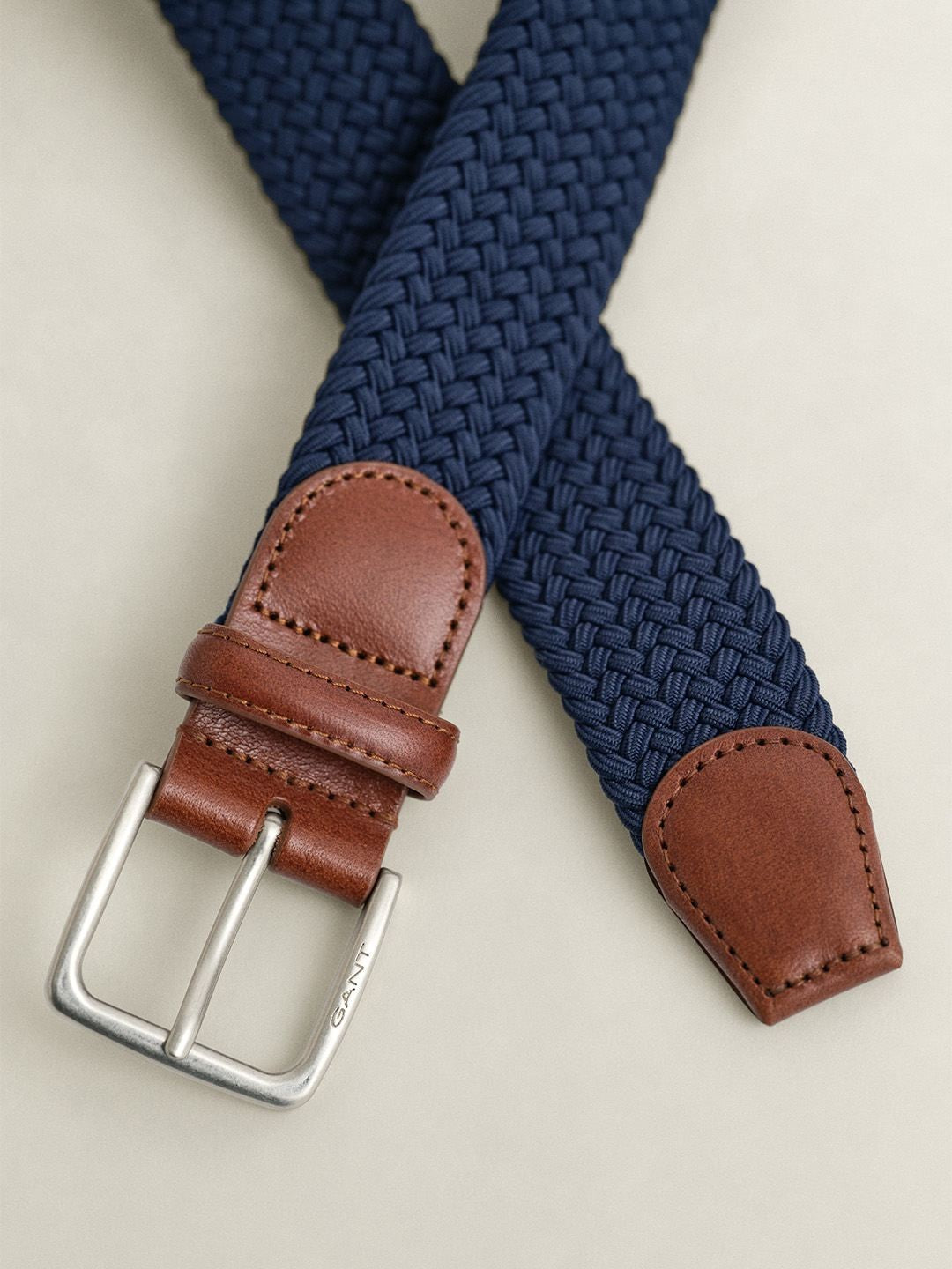 Gant Men Navy Blue Braided Elastic Belt