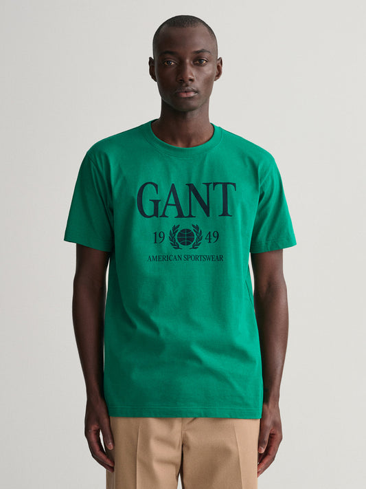 Gant Green Retro Crest Logo Regular Fit T-Shirt